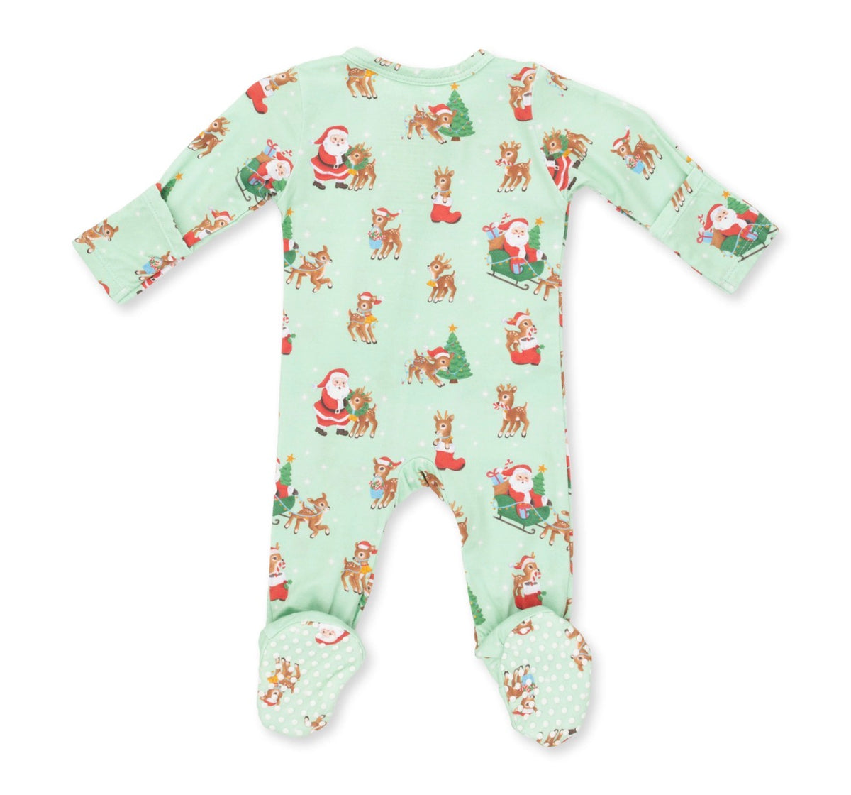 Vintage Reindeer & Santa Uni 2 Way Zipper Footie