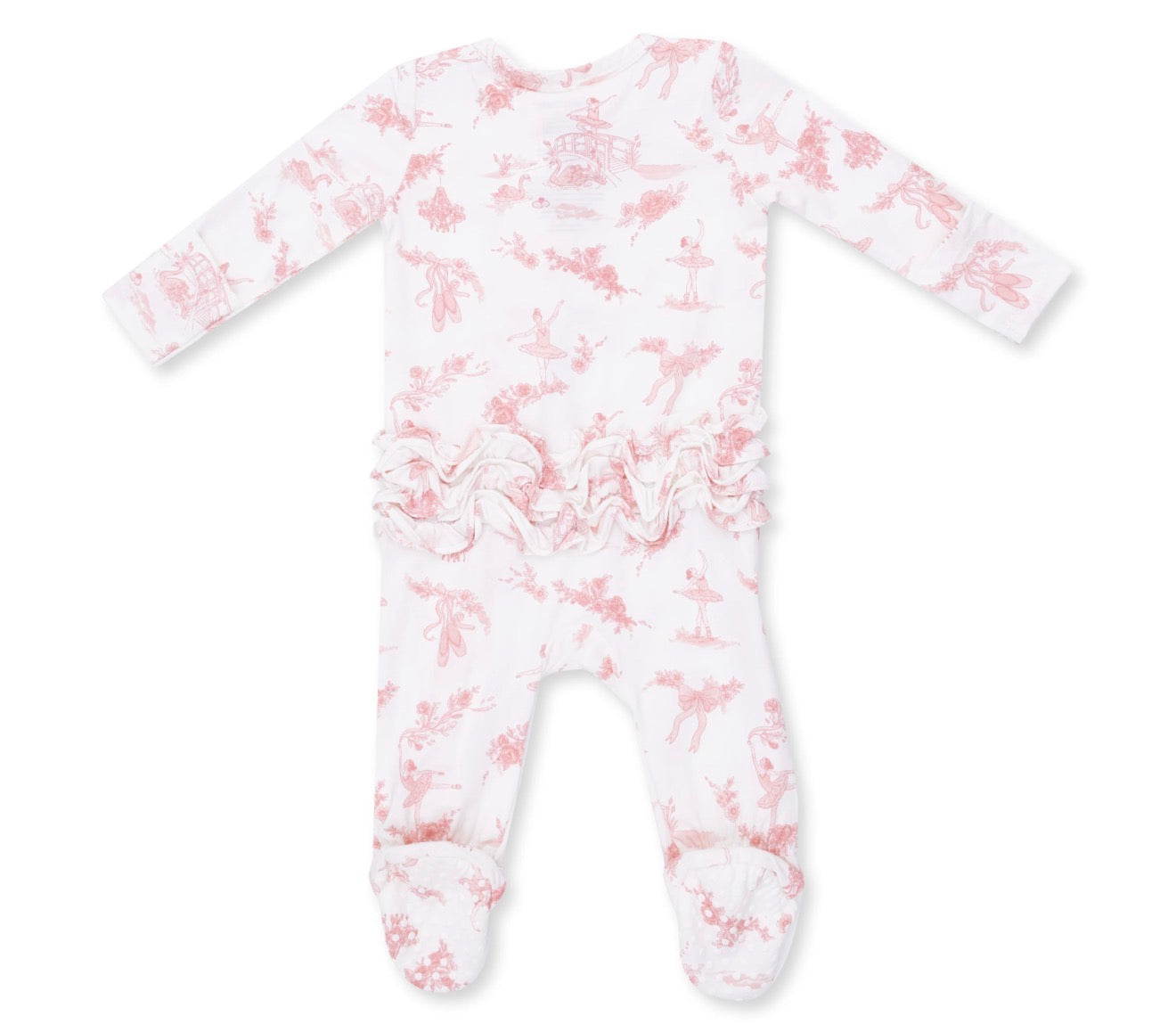 Ballet Toile 2-Way Ruffle Zipper Footie