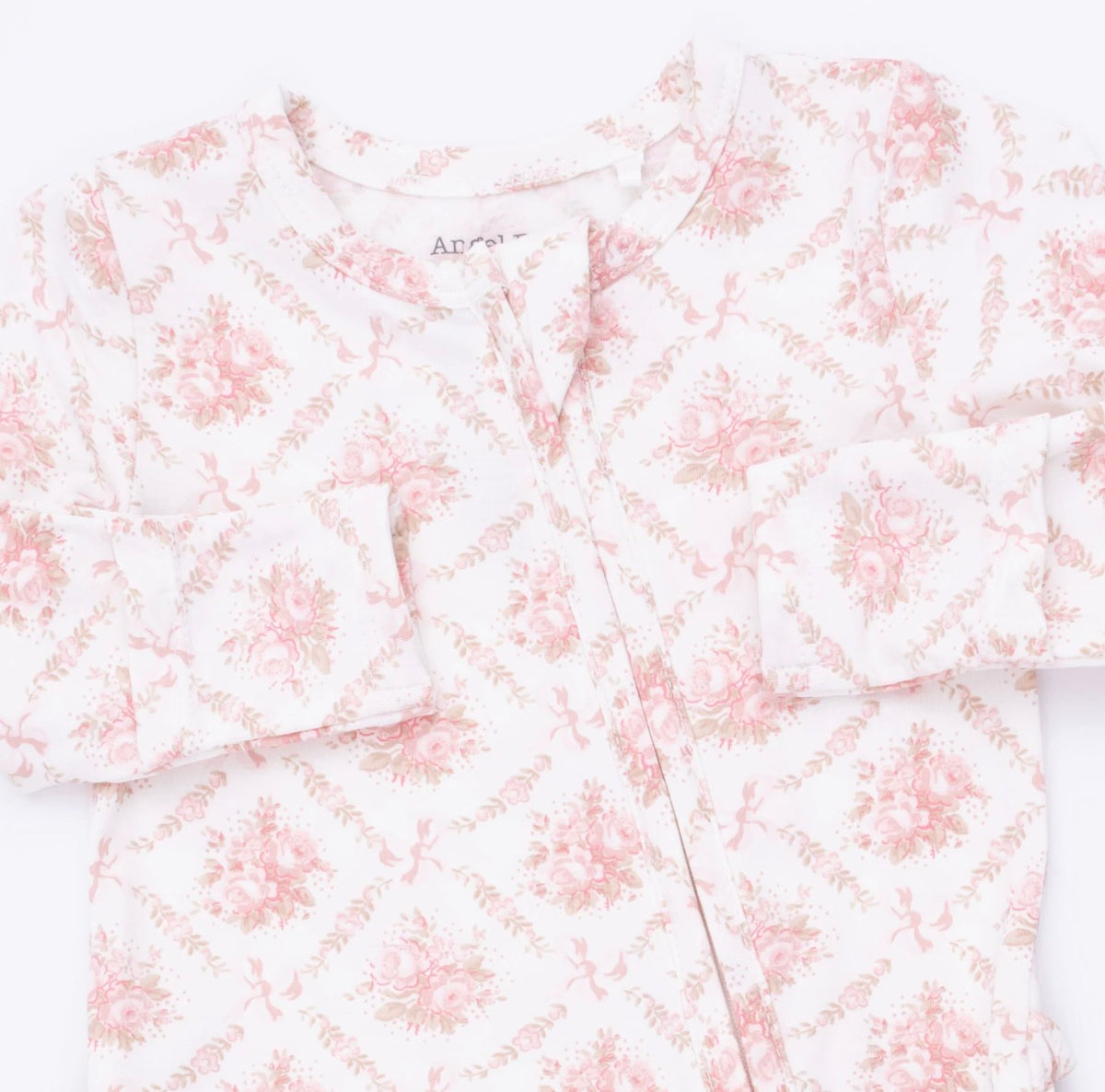 Rose Bow Lattice 2-Way Ruffle Zipper Footie