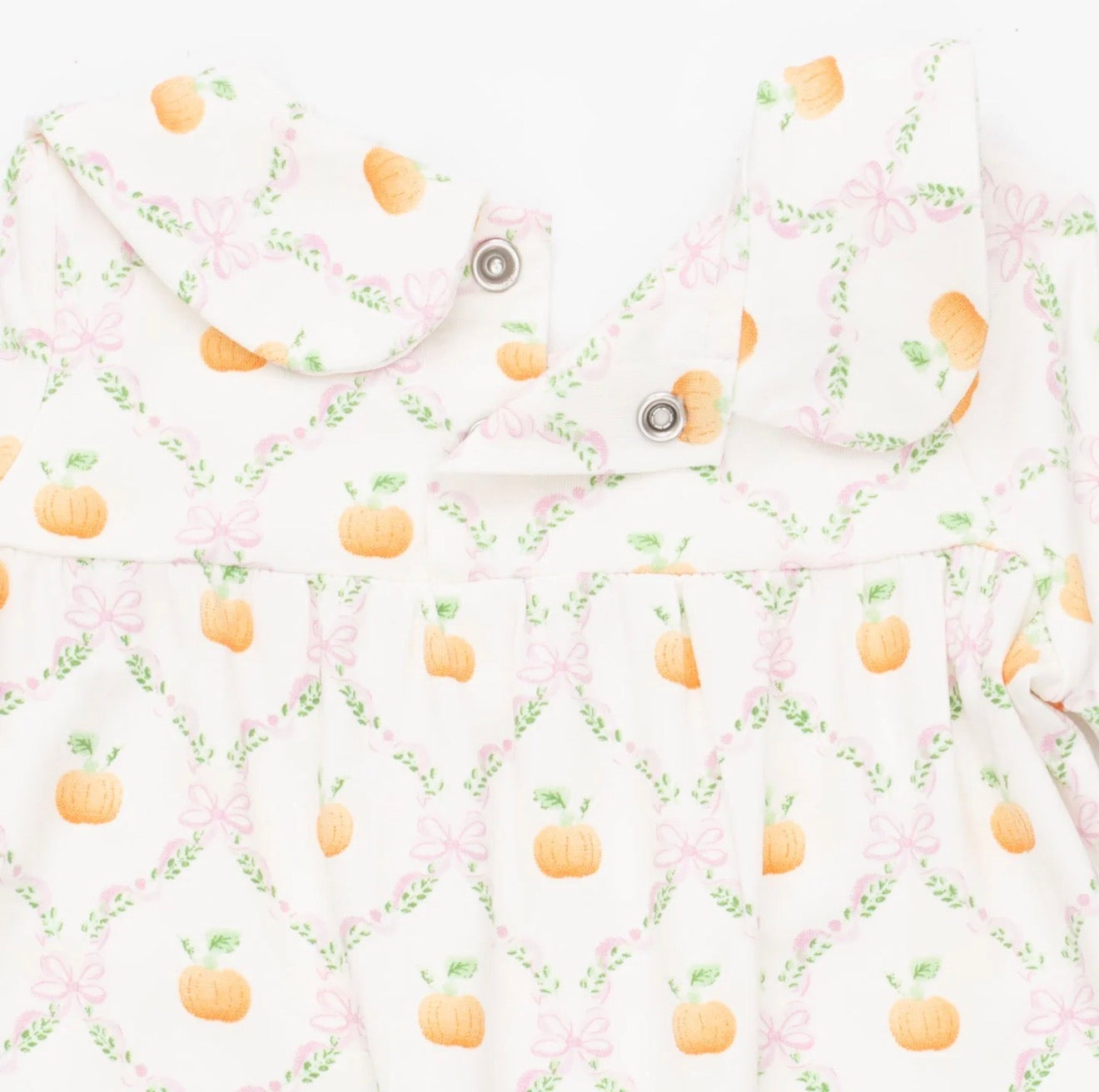 Pretty Pumpkin Trellis Smocked Long Sleeve Romper