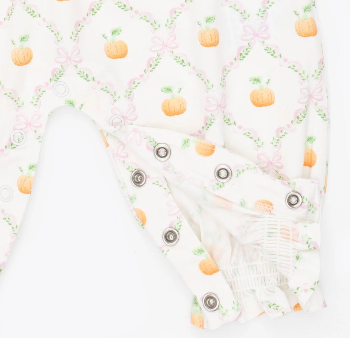 Pretty Pumpkin Trellis Smocked Long Sleeve Romper