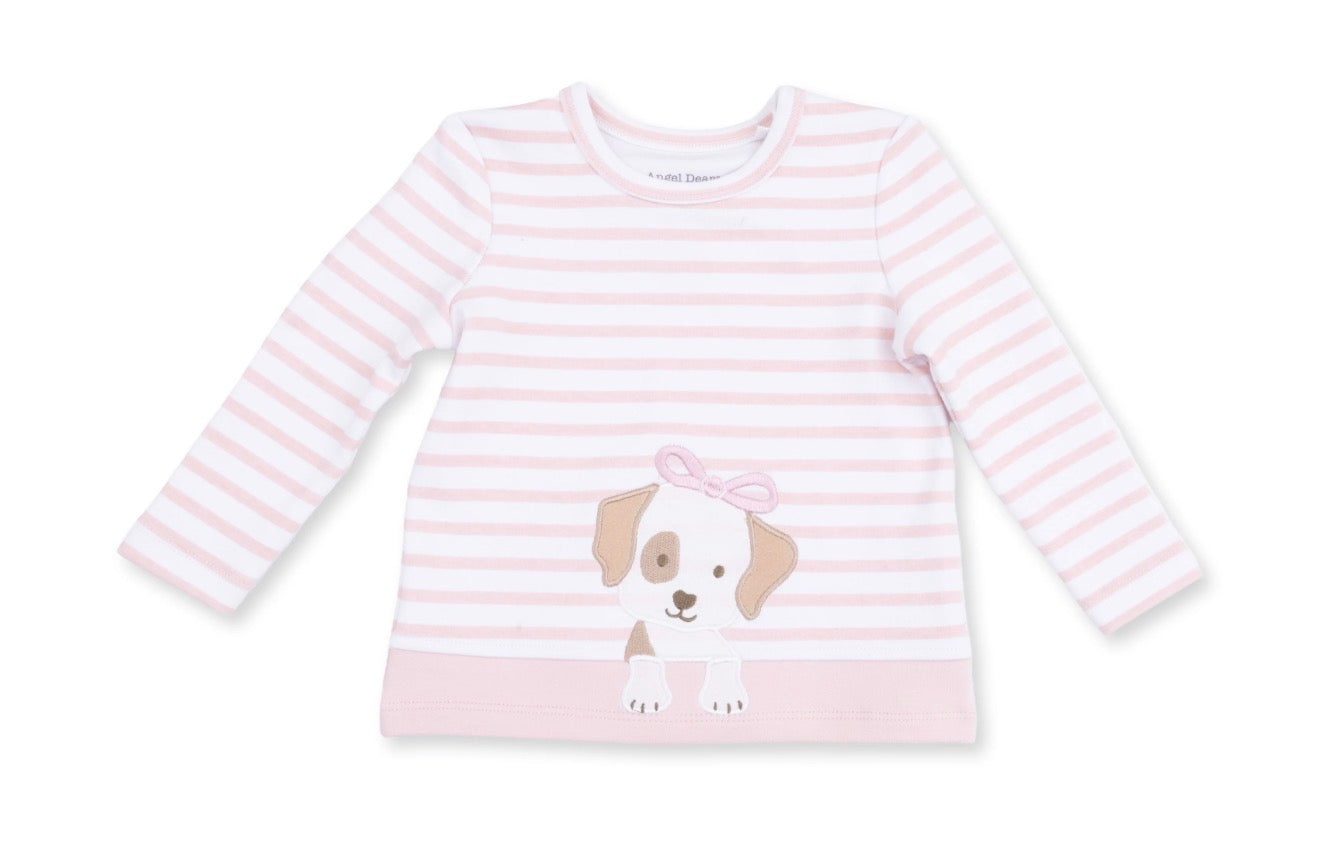 Striped Puppy Long Sleeve Uni Top