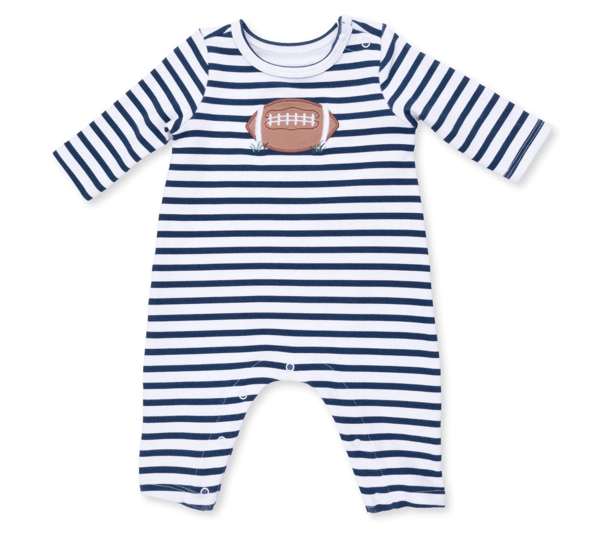 Navy Football Long Sleeve Snap Shoulder Romper