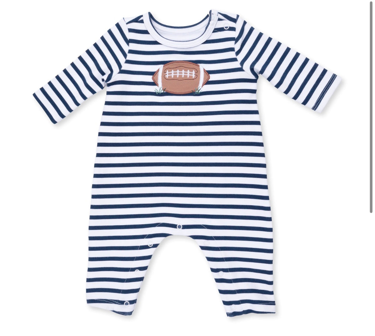 Navy Football Long Sleeve Snap Shoulder Romper