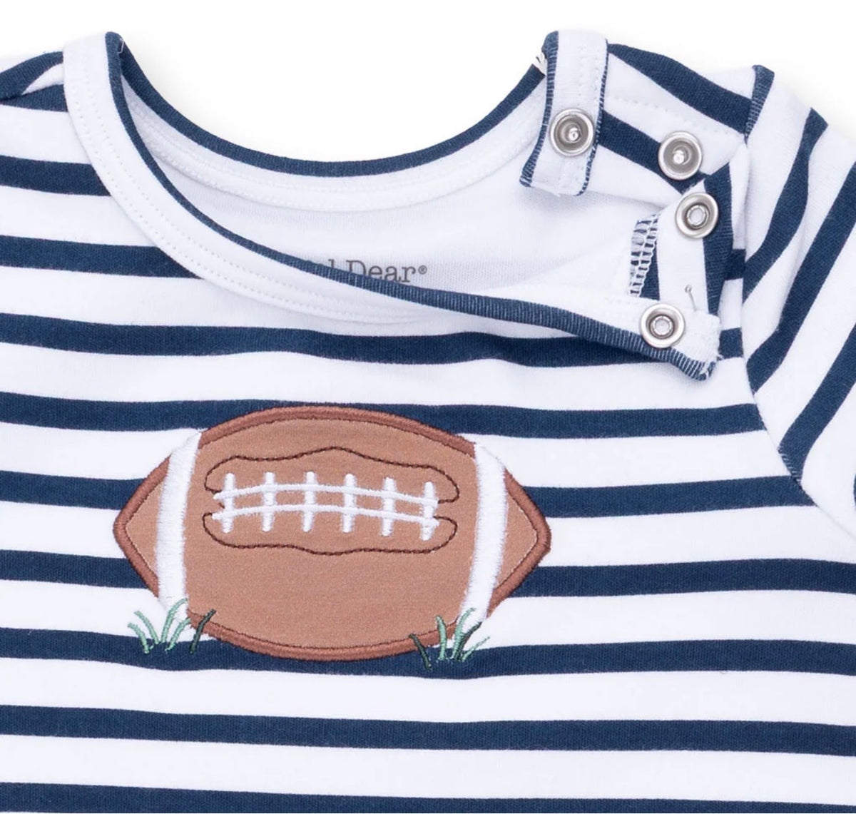 Navy Football Long Sleeve Snap Shoulder Romper