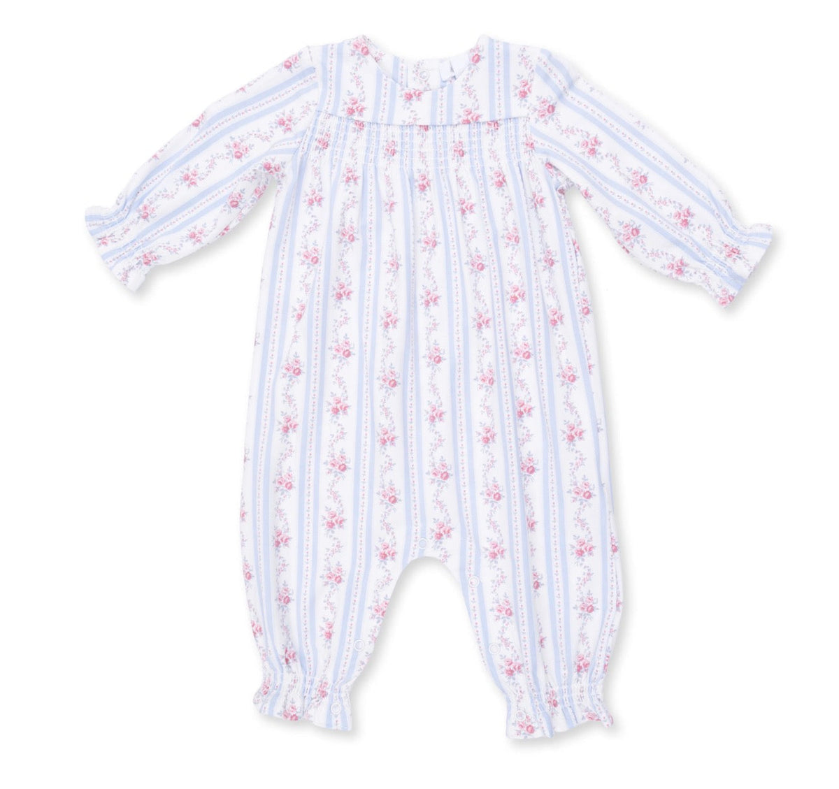 Anna Floral Stripe Smocked Long Sleeve Romper