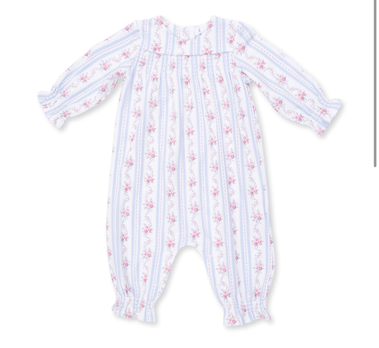 Anna Floral Stripe Smocked Long Sleeve Romper