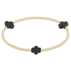 eNewton | Signature Cross Gold Pattern 2mm Bracelet -Multiple Colors