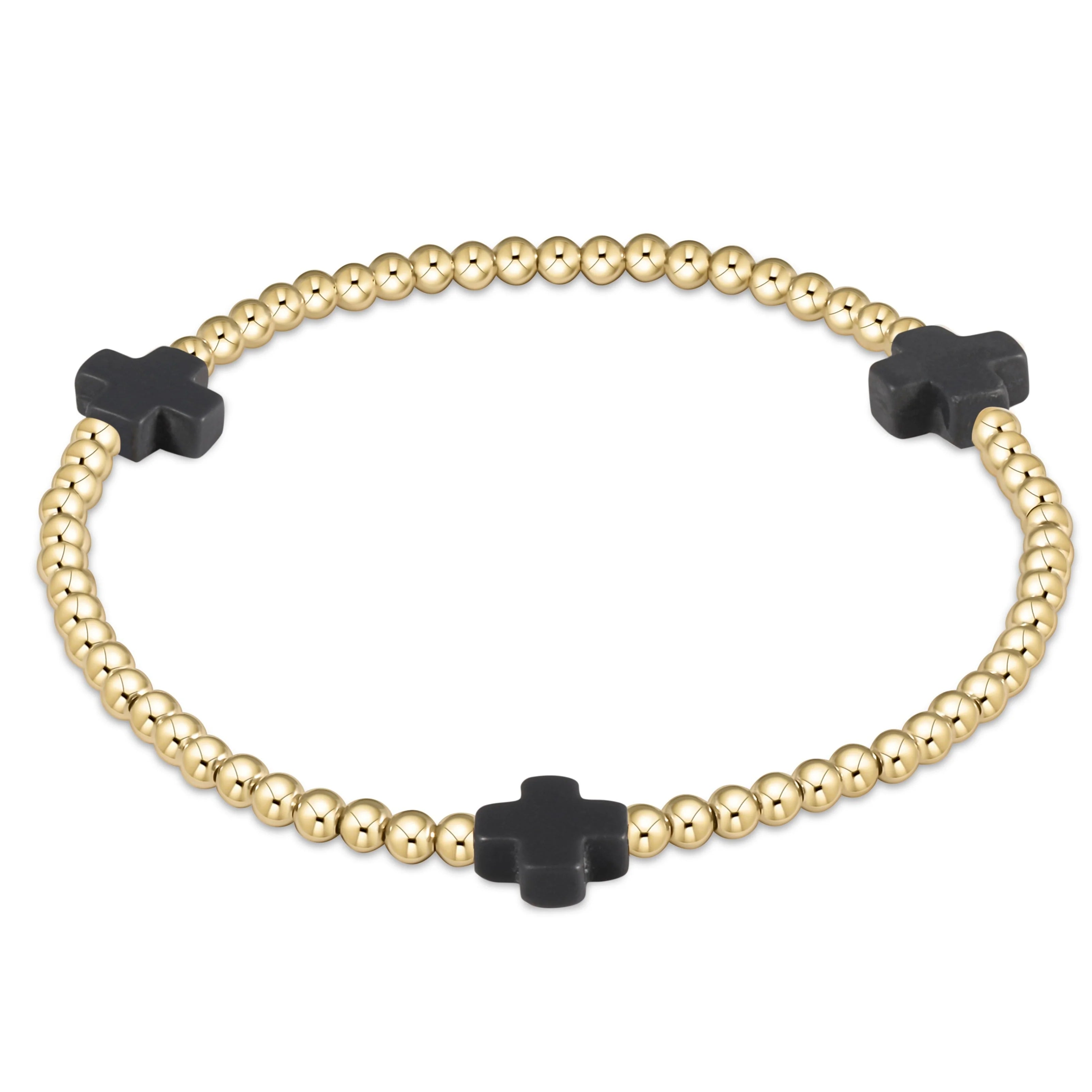 eNewton | Signature Cross Gold Pattern 3mm Bracelet - Multiple Colors