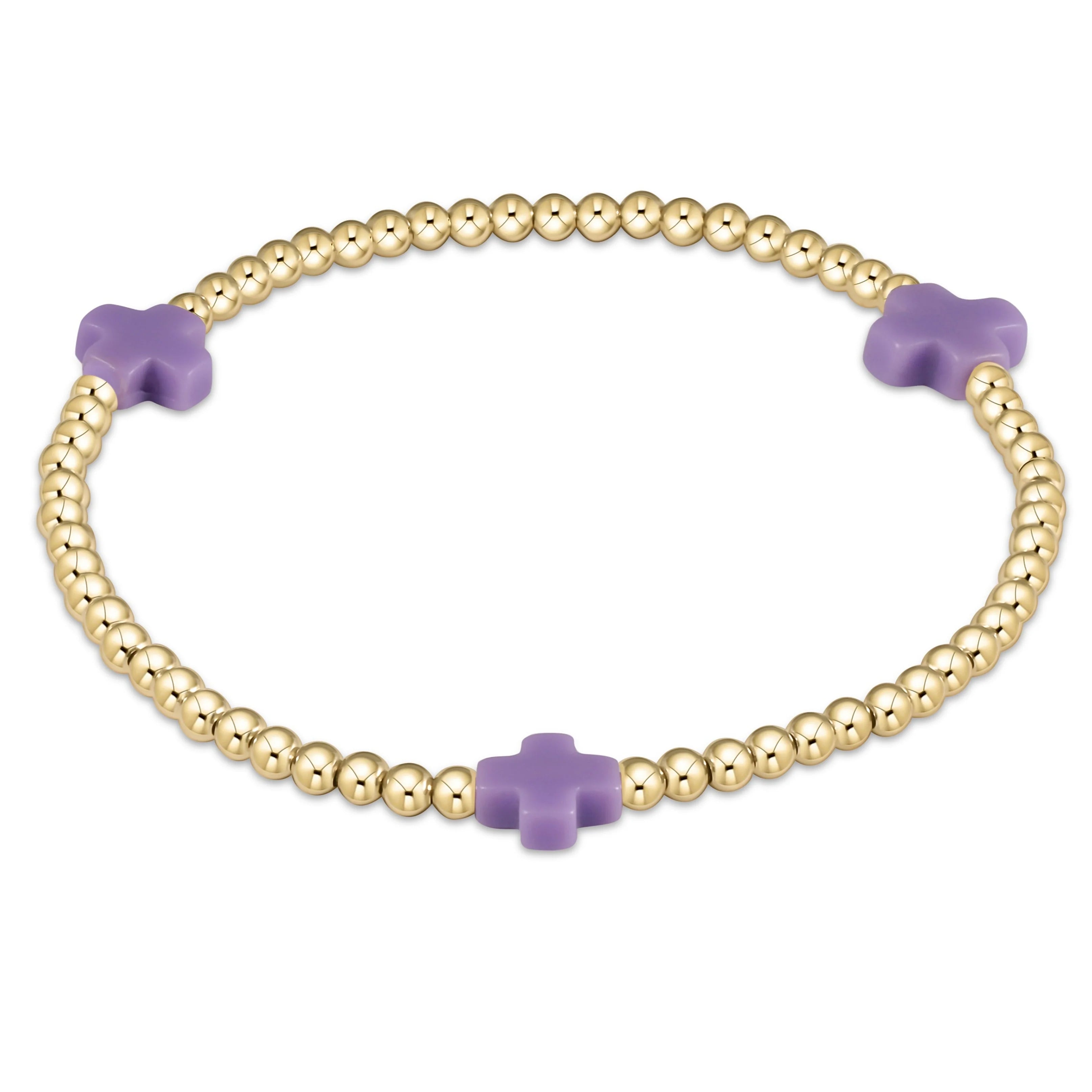 eNewton | Signature Cross Gold Pattern 3mm Bracelet - Multiple Colors