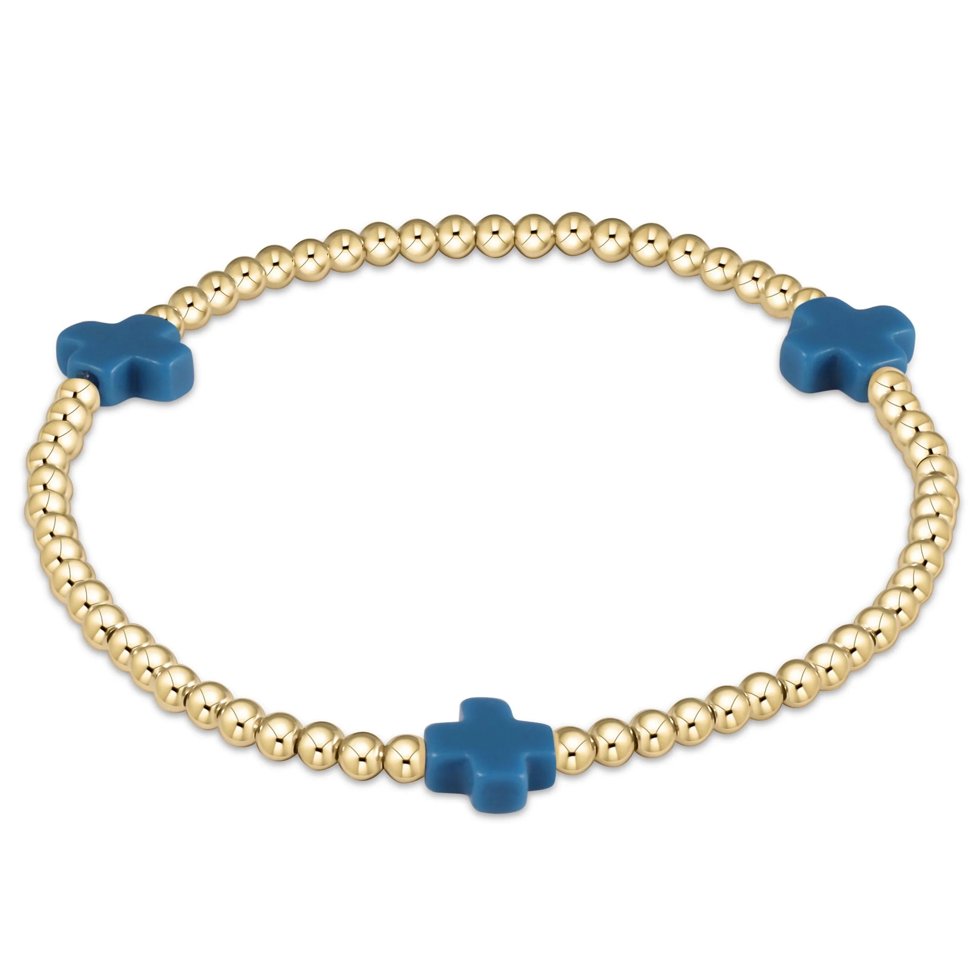 eNewton | Signature Cross Gold Pattern 3mm Bracelet - Multiple Colors