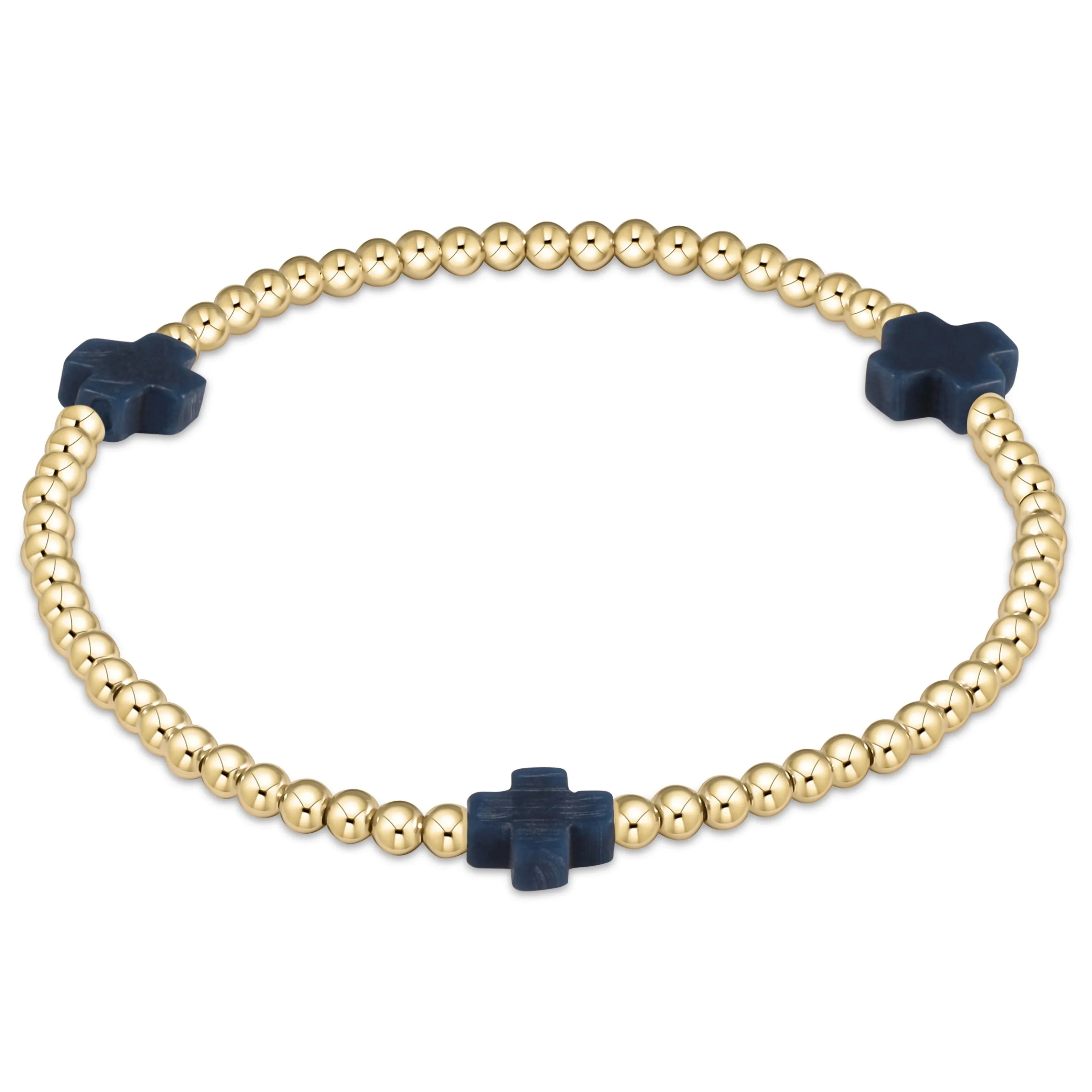 eNewton | Signature Cross Gold Pattern 3mm Bracelet - Multiple Colors