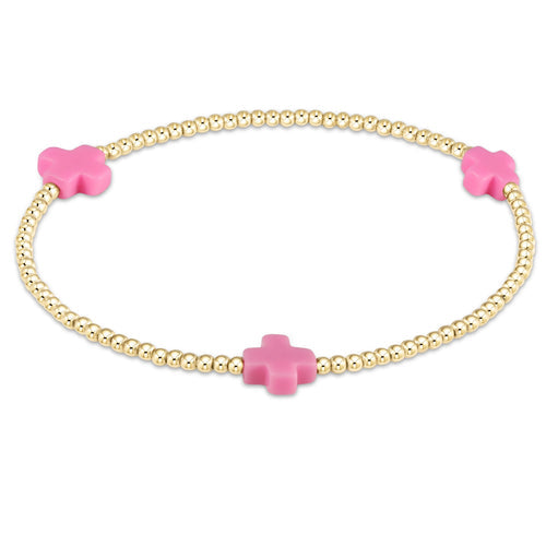 eNewton extends | Signature Cross Gold Pattern 3mm Bead Bracelet