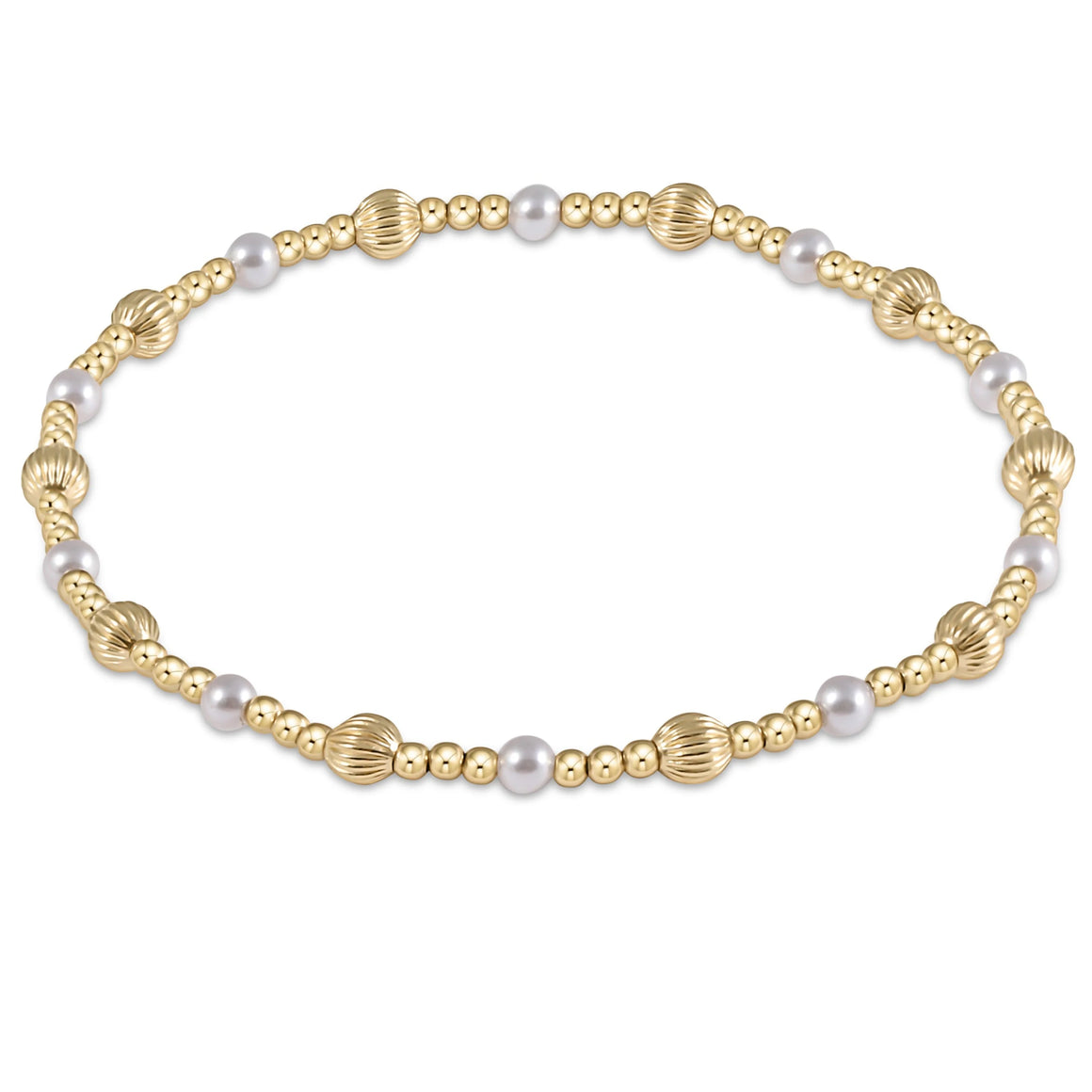 Dignity Sincerity Pattern 4mm Gold Bead - Pearl Bracelet