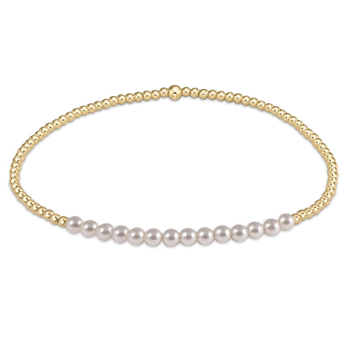 eNewton | Classic Gold Beaded Bliss Bracelet - Pearl 3mm