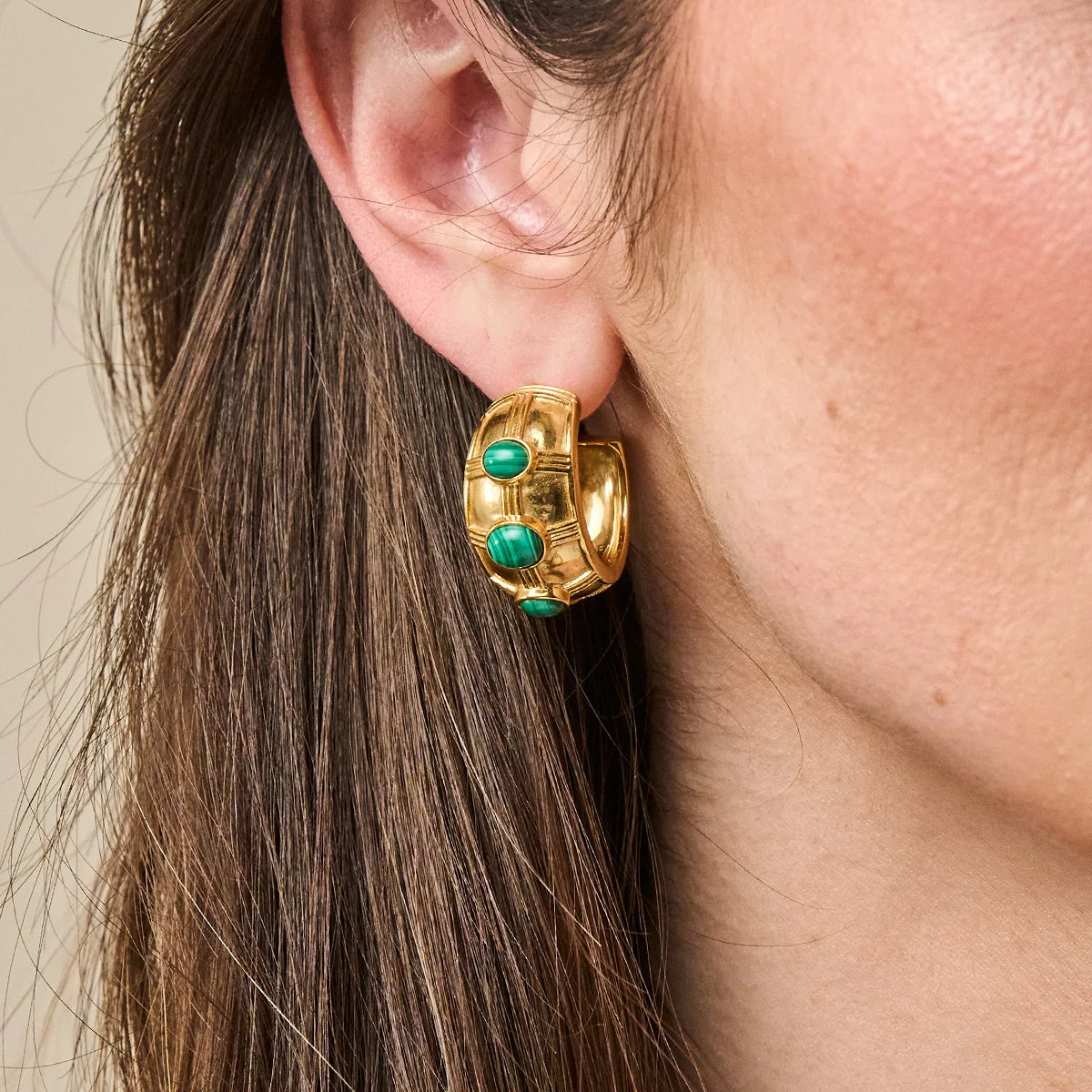 Cleopatra Bold Hoop Earrings - Malachite