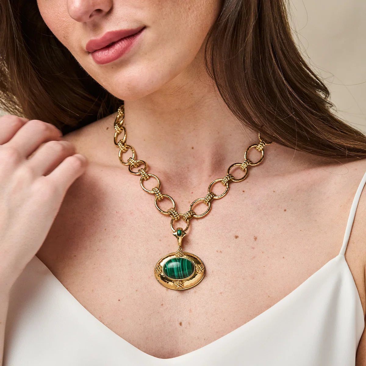 Cleopatra Removable Pendant Necklace -Malachite