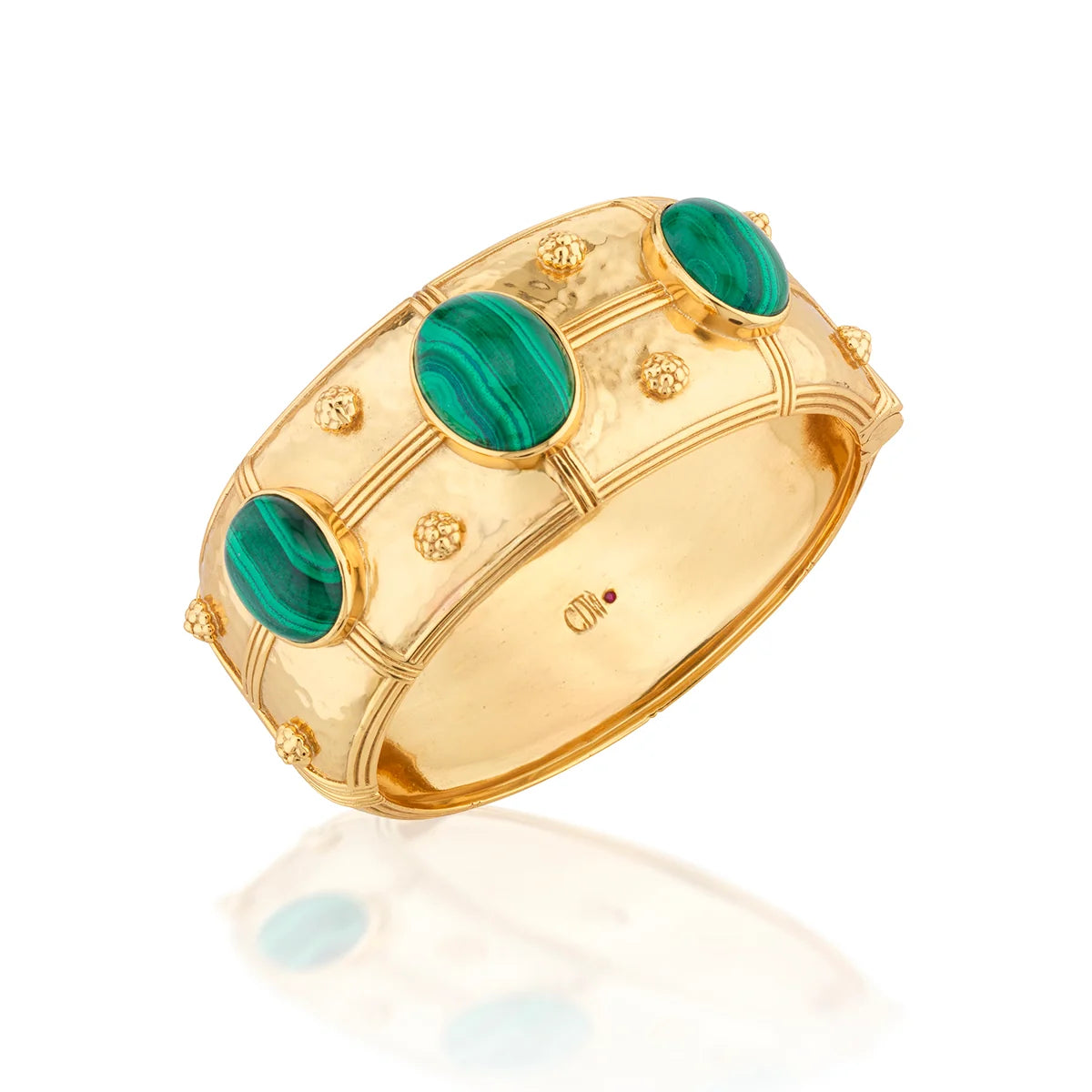 Cleopatra Grande Hinged Bangle - Malachite