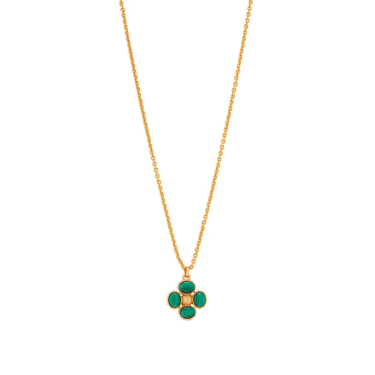 Berry Clover Double Sided Charm Necklace - Malachite