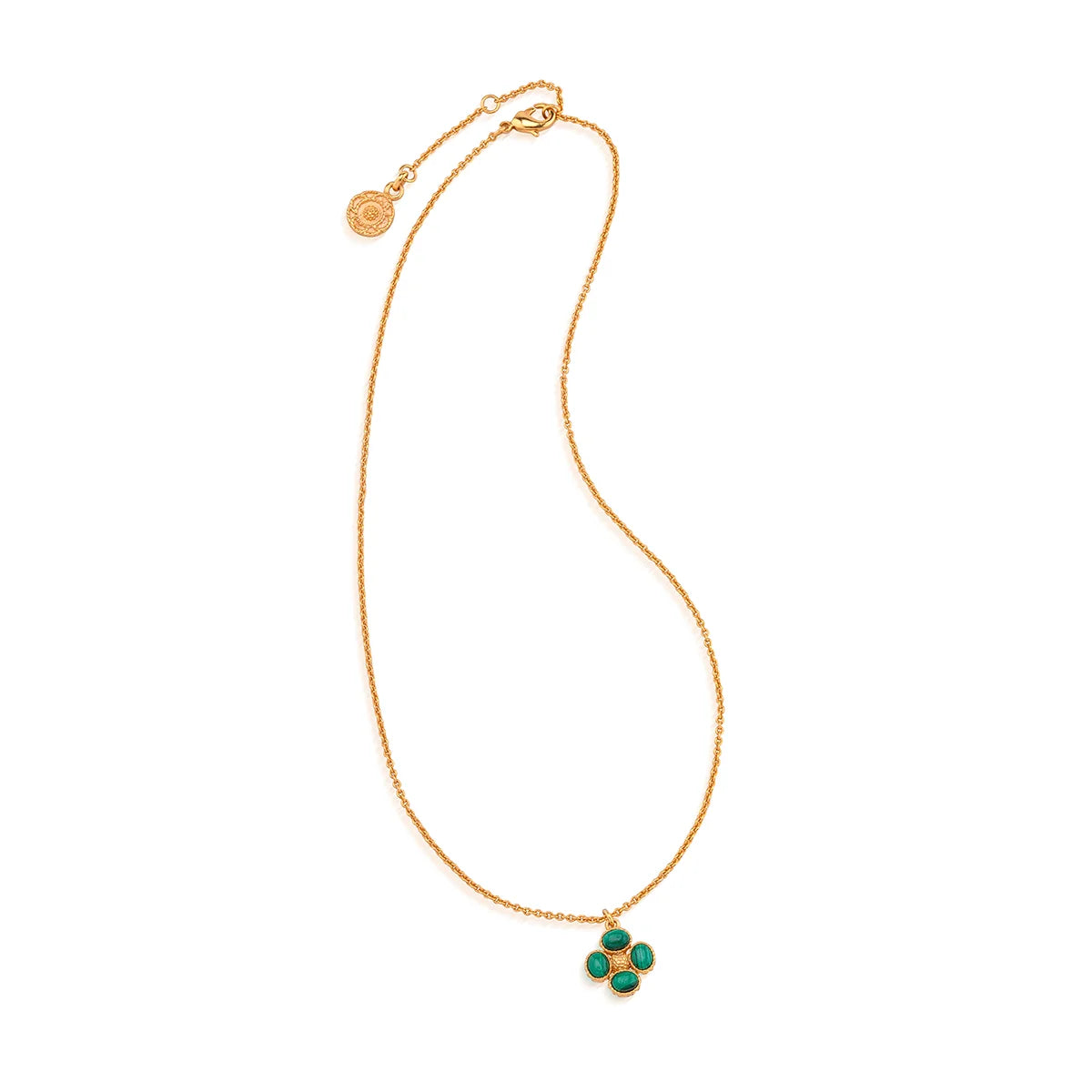 Berry Clover Double Sided Charm Necklace - Malachite