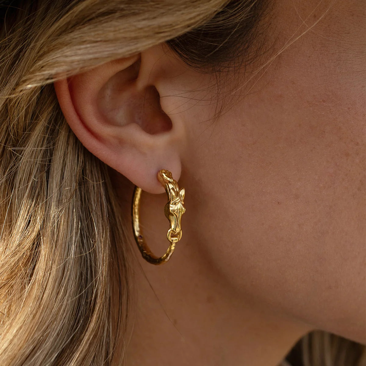 Equestrian Horsehead Hoop Earrings