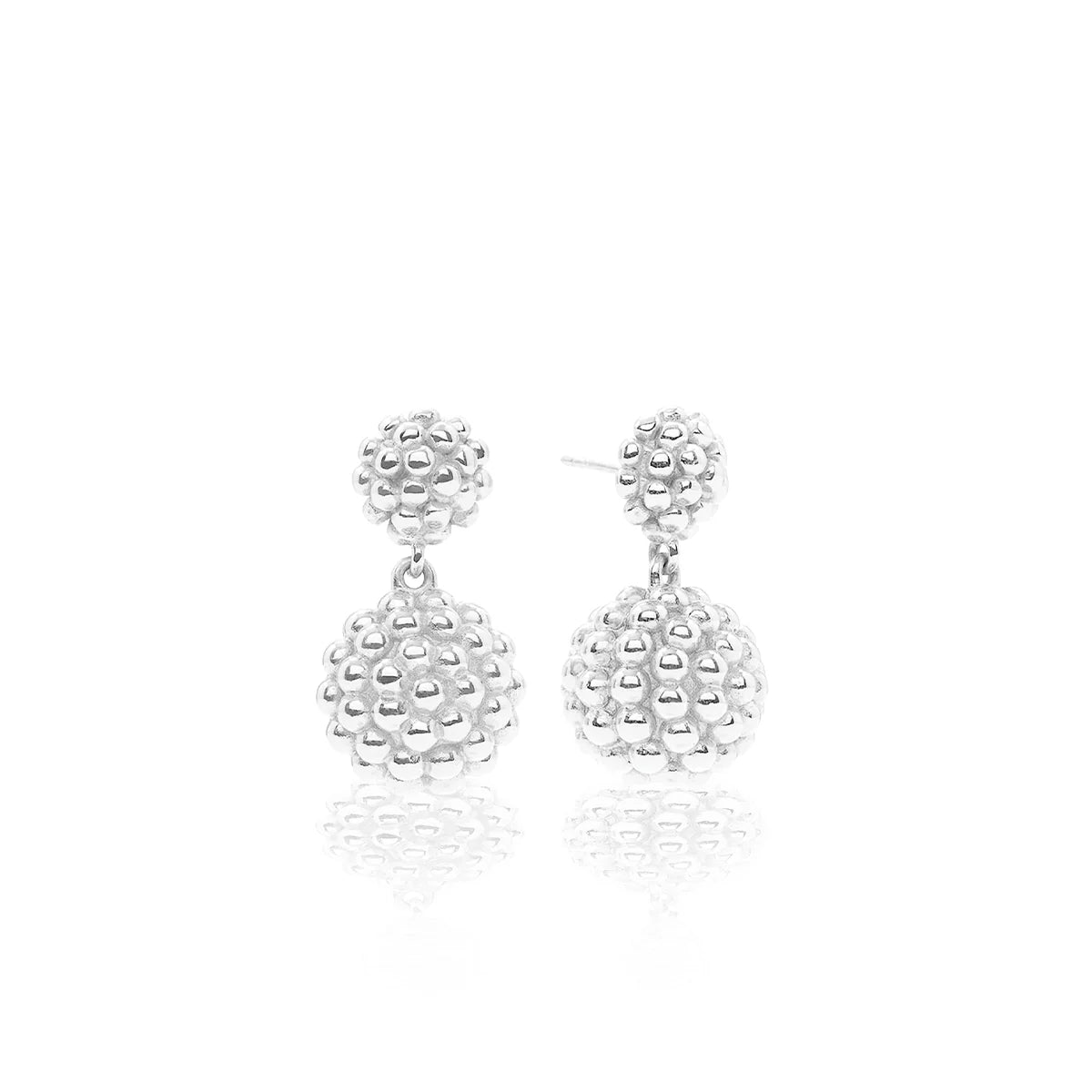 Berry Double Drop Silver Earrings