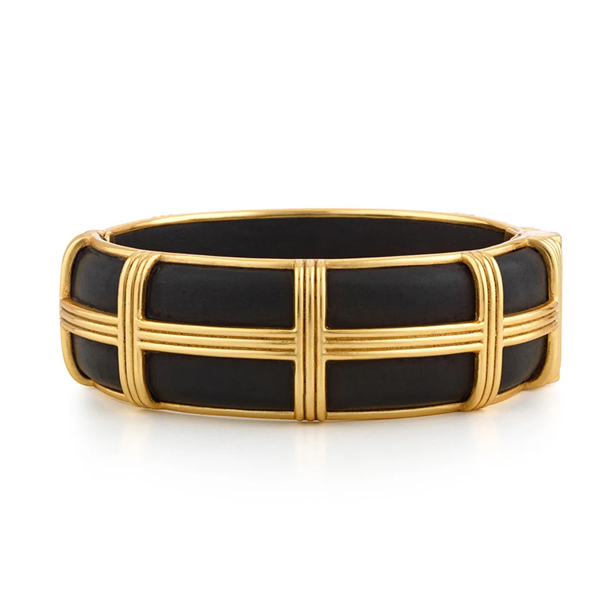 Gaia Hinged Bangle in Gold/Ebony