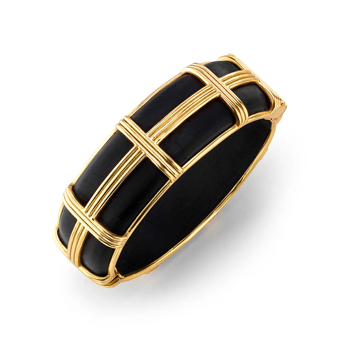 Gaia Hinged Bangle in Gold/Ebony