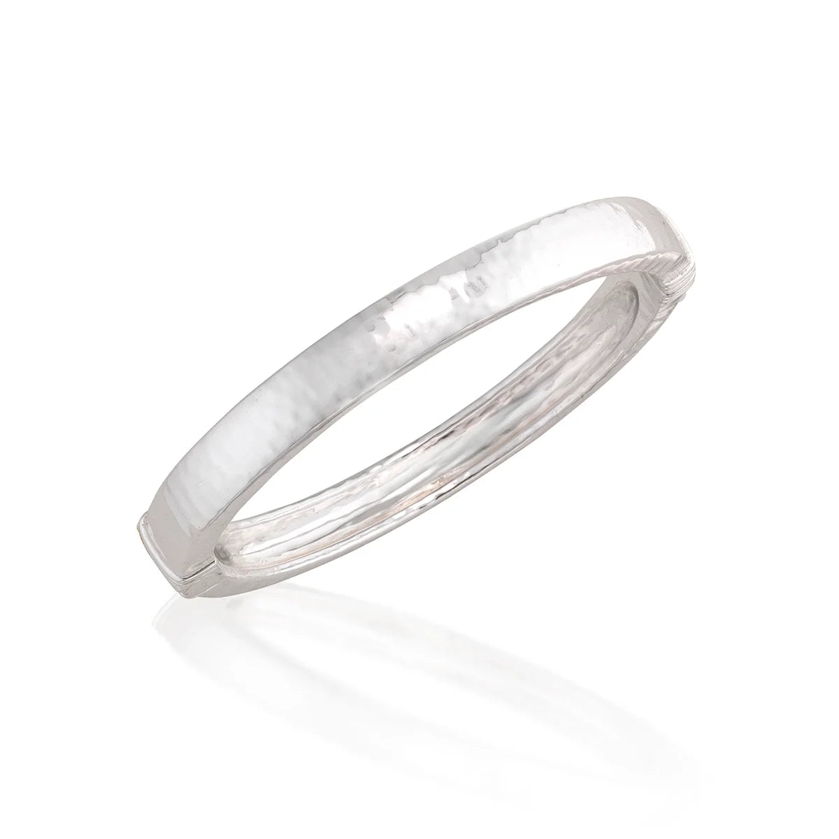 Cleopatra Oval Hinged Bangle - Silver