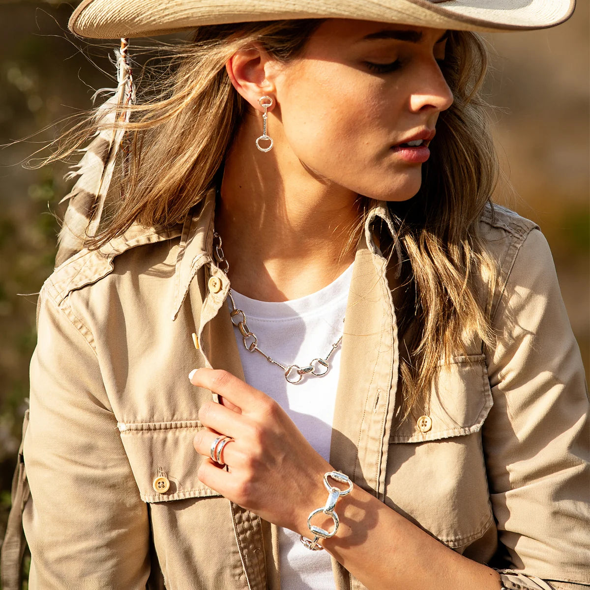 Equestrian Snaffle Bit Cuff - Silver