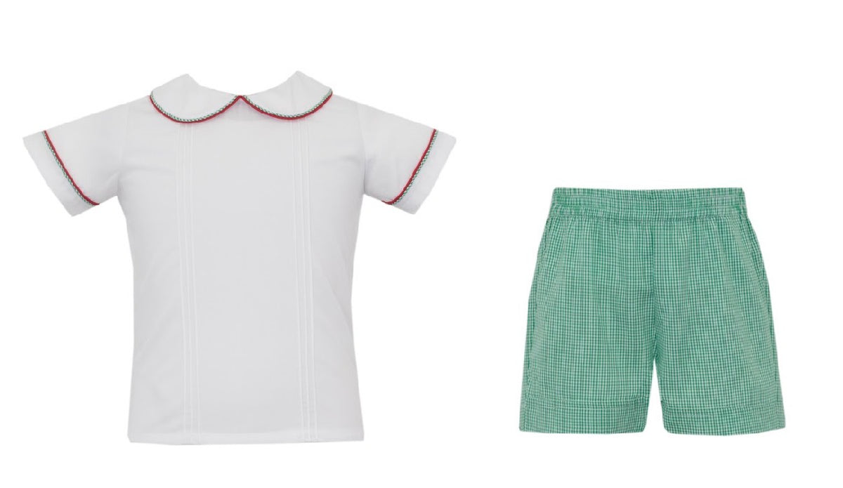 Sebastian Green Gingham Short Set w/ White Shirt