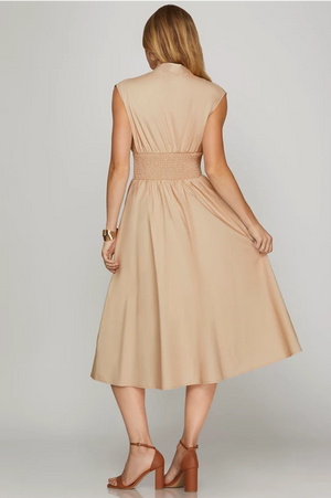 Lindsay Light Taupe Midi Dress