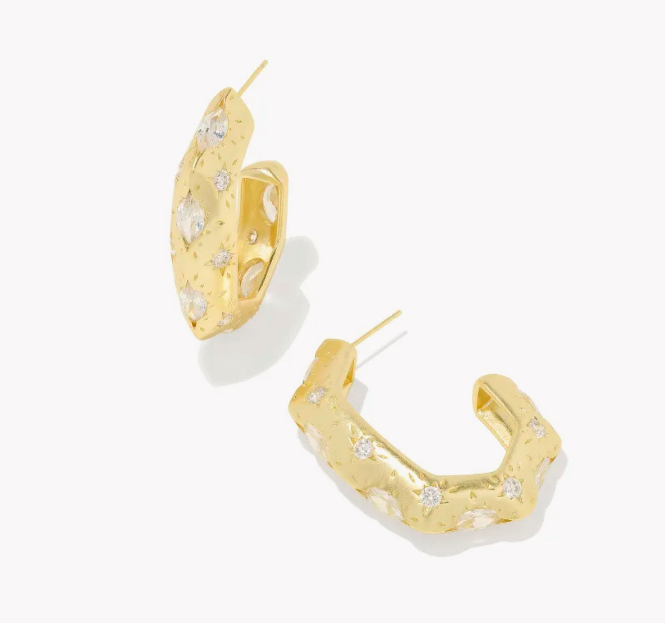 Kendra Scott | Holland Hoop Earring Gold/White Crystal