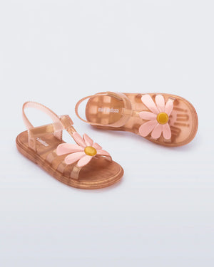 Mini Melissa Hip Bloom Baby Sandal Pearlish Brown Pink