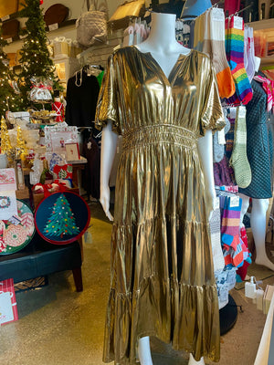 Gold Foil Maxi Dress