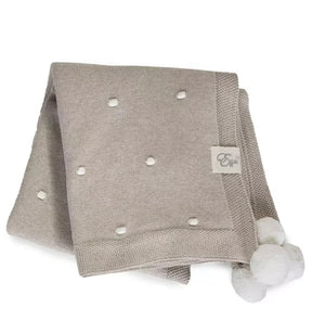 Effiki | Knit Baby Blanket w/ White Swiss Dots