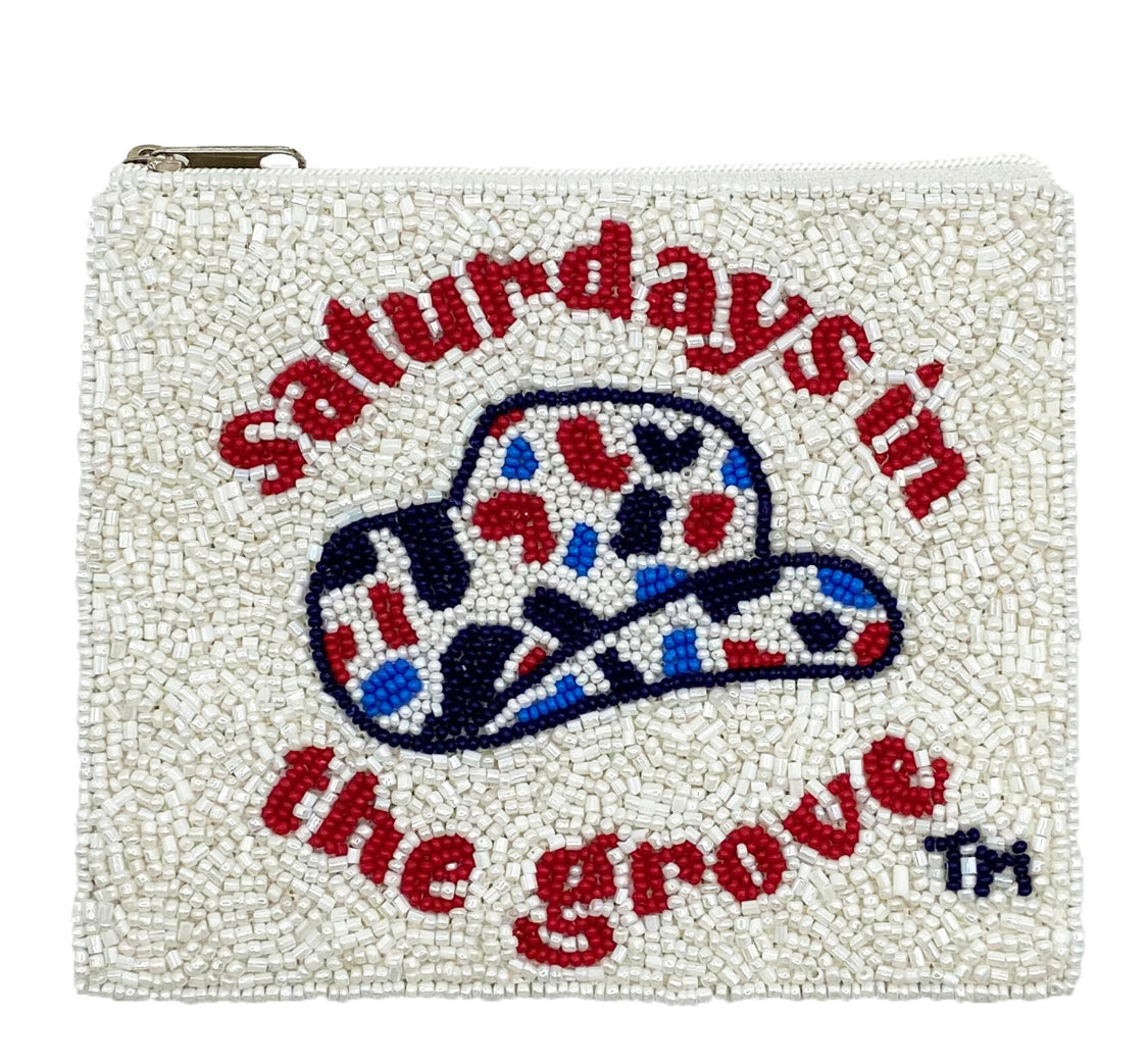 SATURDAYS IN THE GROVE BEADED POUCH