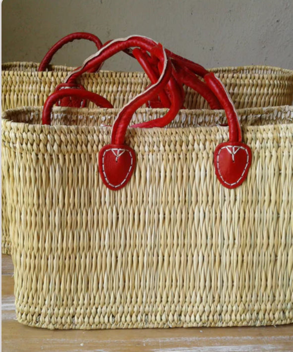 Moroccan Tote with Red Leather Handle