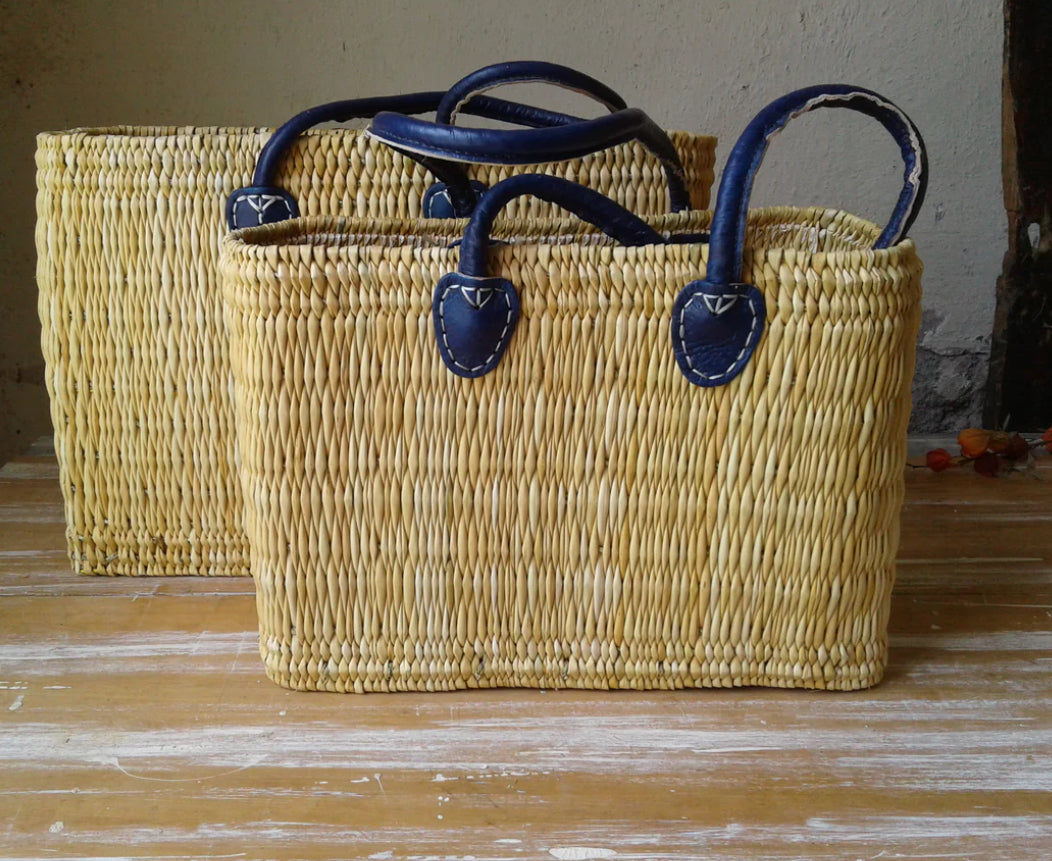 Moroccan Tote with Blue Leather Handle