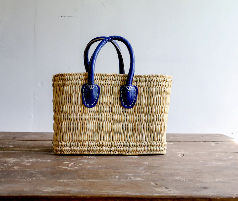 Moroccan Tote with Blue Leather Handle