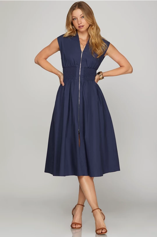 Lindsay Navy Midi Dress