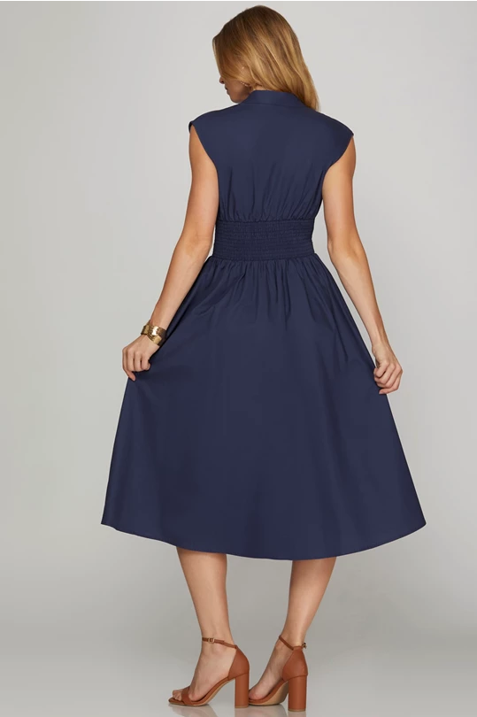 Lindsay Navy Midi Dress