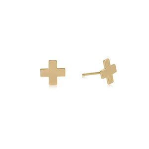 eNewton | Signature Cross Stud Earrings - Gold