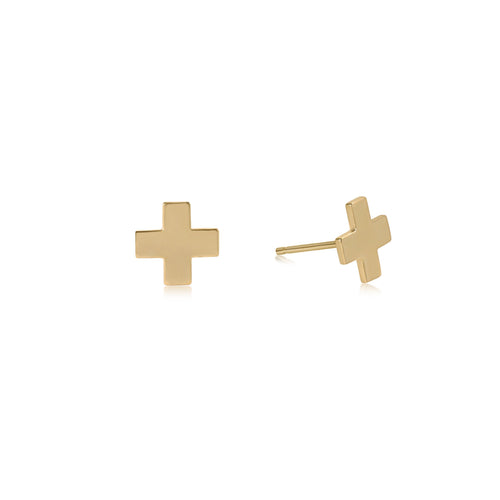 Signature Cross Stud Earrings - Gold