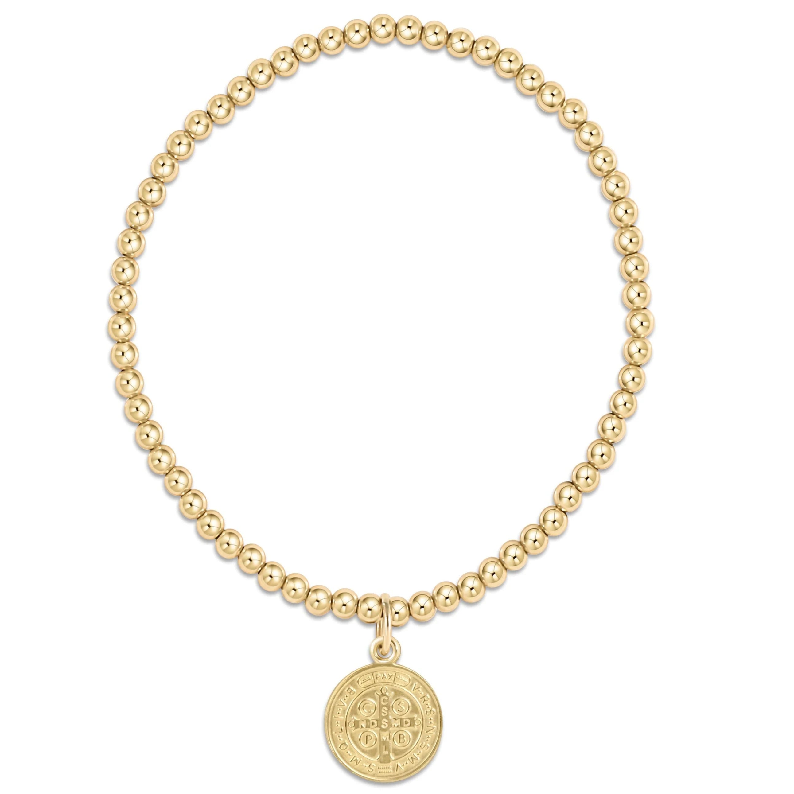 eNewton | Extends Classic Gold 3mm Bead Bracelet - Blessing Gold Disc