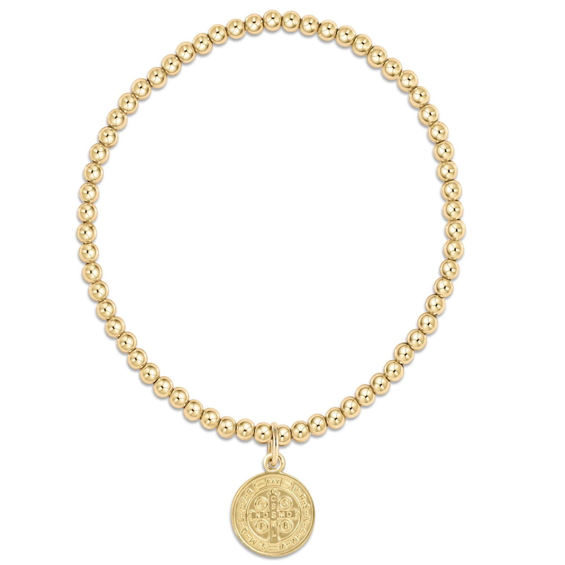 eNewton | Classic Gold 3mm Bead Bracelet - Blessing Gold Disc