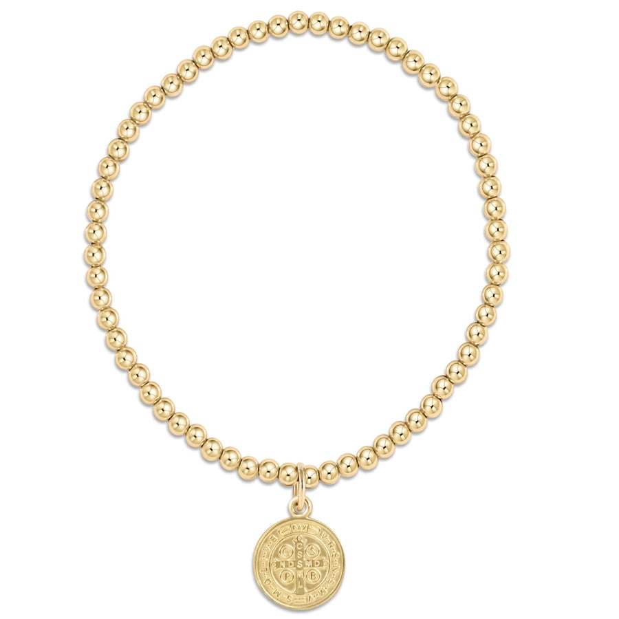 eNewton | Classic Gold 3mm Bead Bracelet - Blessing Gold Disc
