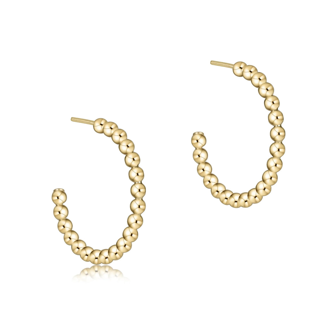 e Newton | Beaded Classic 1" Post Hoop - 3mm Gold