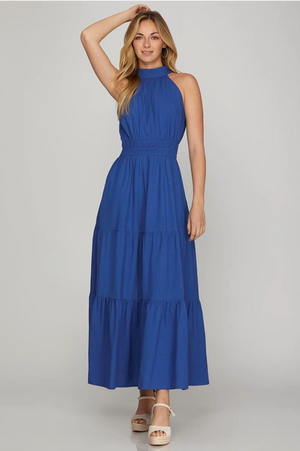 Sarah Royal Blue Halter Dress