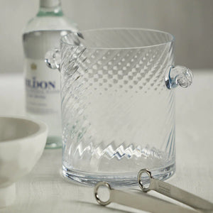 Zodax Bagatelle Swirl Glass Ice Bucket with Silver Tongs
